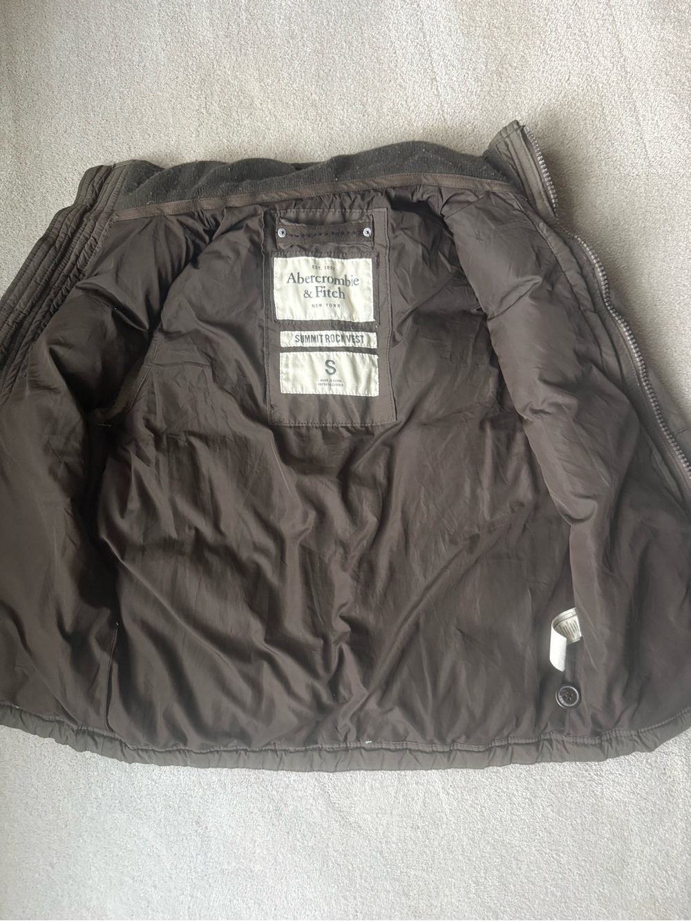 Abercrombie & Fitch Men's Dark Brown Puffer Jacket